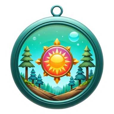 Abstract solarpunk amulett matte glass colorful clearing - an open space in a forest, light, spacious, minimal. sticker