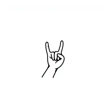symmetrical hand making rock sign (horns), stylized doodle style, square format, emoji style sticker
