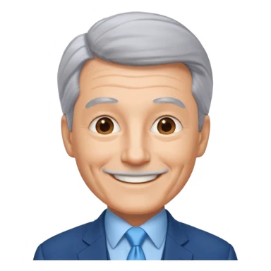 Create an emoji of a 62-year-old man in a blue suit and light blue tie with gray hair. sticker
