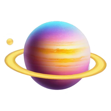 sparkly glittery blue purple and pink gradient planet with a yellow cheesy saturn ring sticker