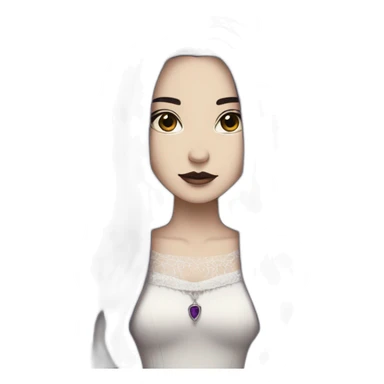 Queen white gothic girl long dark black and purple hair sticker