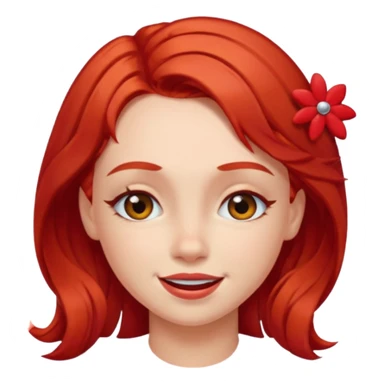 winking girl with red hair clips sticker