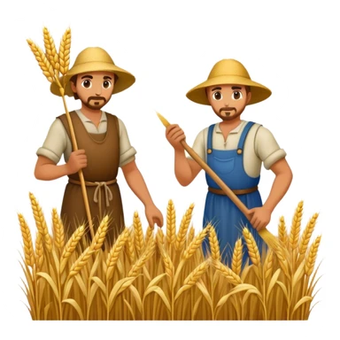 medieval farmers harvesting wheat sticker