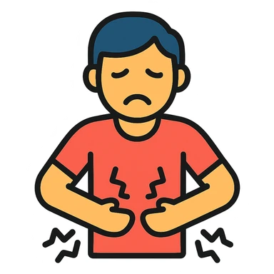 A person with stomach ache sticker