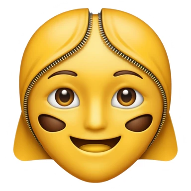 A zipper face. Half yellow half brown. No background. Make it look like an emoji sticker