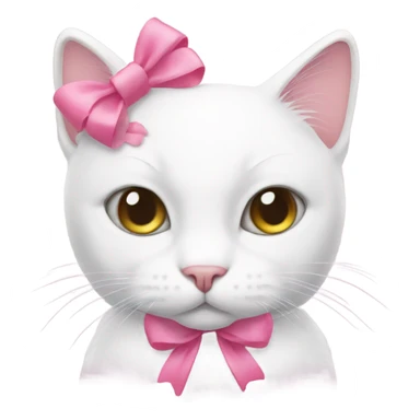 white cat with a pink bow sticker