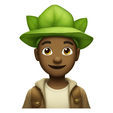 whimsical fairytale boy who is tiny and wearing a leaf hat sticker