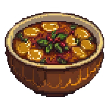 pixel art bowl of chutney with spices sticker