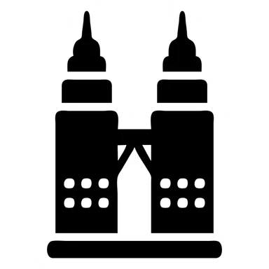 solid filled icon of the Petronas Towers, simple and bold, suitable for presentations sticker