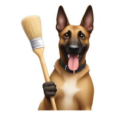 malinois holding a painting brush sticker