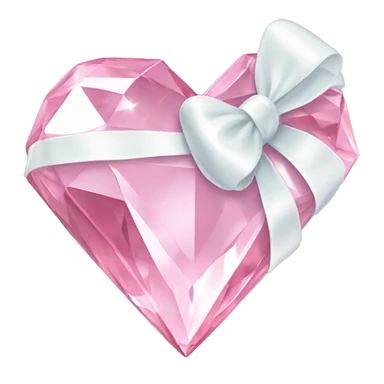 Pastel pink diamond crystal heart with white bow sticker