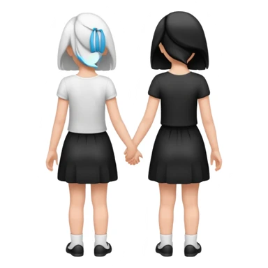 Black and white girl holding hands backs turned sticker