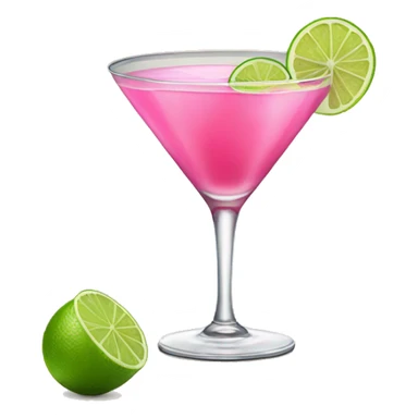 Cosmopolitan drink with a small lime decorating it sticker