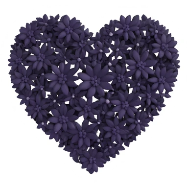 Black flower heart sticker