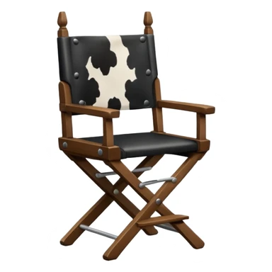 Director's chair from the back with a Friesan cow sitting in it sticker