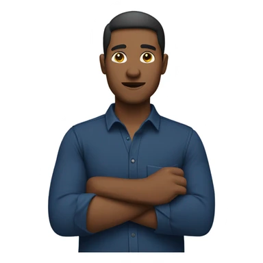 dark blue shirt, arm pointing across body sticker