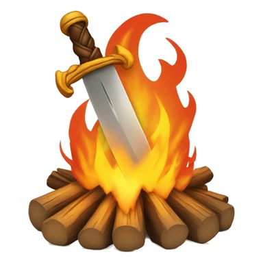  bonfire with a sword coming out of the flames sticker