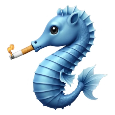 Seahorse with a cigarette and smoke coming out of its mouth  sticker