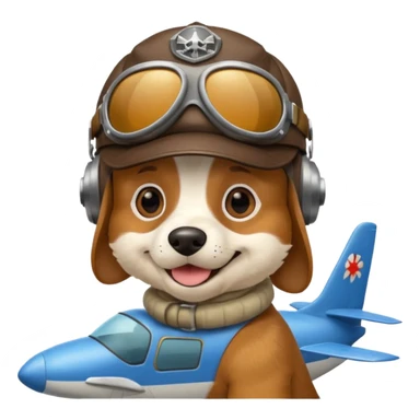 dog pilot riding plane sticker