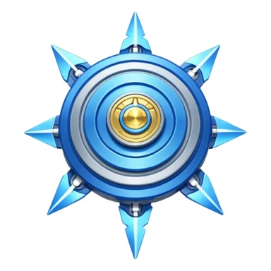 A blue Beyblade with 3 pointed blades like Victory Valtryek sticker