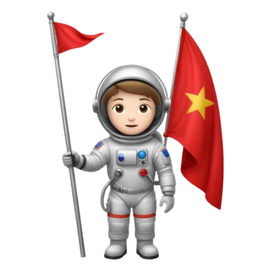 astronaut holding red flag sticker