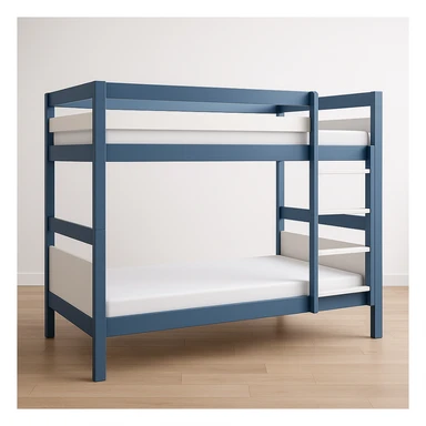modern bunk bed, blue and white color scheme, clean lines, minimalistic design sticker