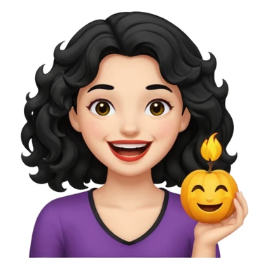 دختری با موهای مشکی مواج و چشم های سیاه در حال شوخی کردن sticker