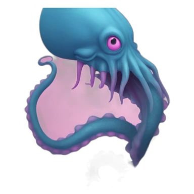 a blue kraken fighting  has another pink kraken sticker