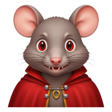 Vampire animal, rat in red collar cloak, red eye, fangs sticker
