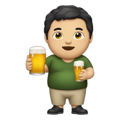Fat boy with beer with black hair sticker