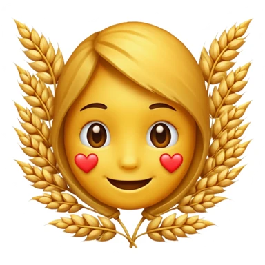 A loved fqce emoji but instead of heart, there is wheat sticker