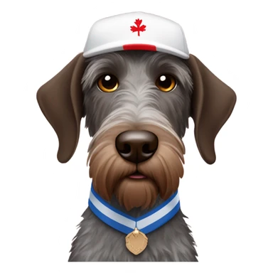 German wirehaired pointer wearing an England cricket hat sticker