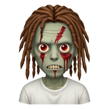 zombie with brown dreads white tee  sticker