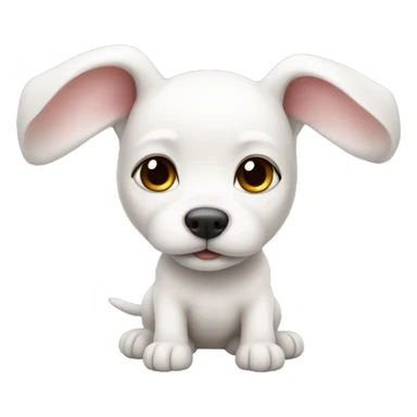 cute white puppy with bunny-like long ears small body. round head sticker