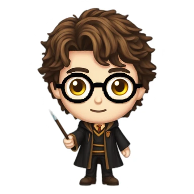 Detailed Pixel Art Harry Potter with wand sticker
