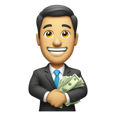 business man happy about saving money with saved money bills sticker