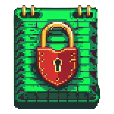 Green document with golden padlock, secure digital file sticker