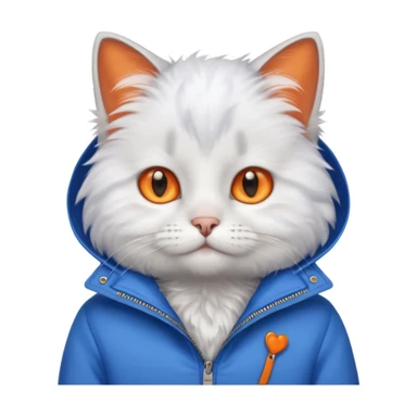 a cat wearing a blue jacket sticker