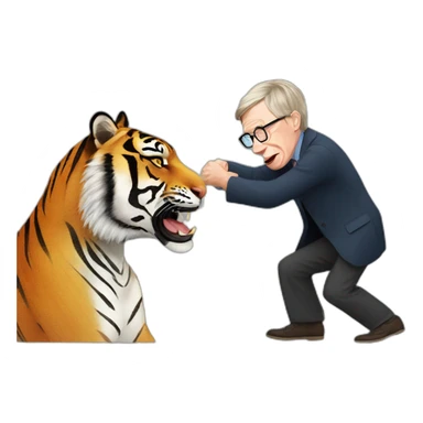 Professor Stephen Hawking fighting a tiger sticker