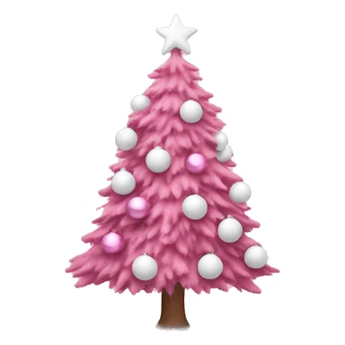 Pink Christmas tree with white ornaments  sticker
