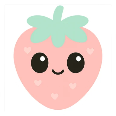 a cute smiling strawberry with big eyes, kawaii style sticker