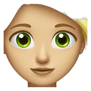 blond girl green eyes with a camera sticker