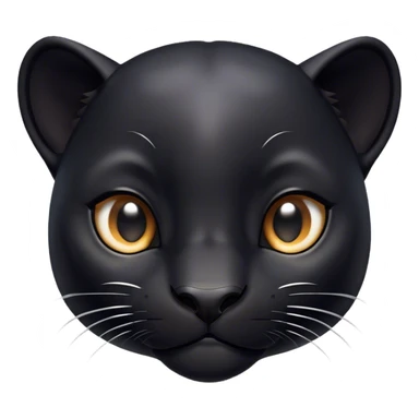 Cinematic Cute black Panther Portrait Emoji, Head tilted playfully and inquisitively, with a smooth, streamlined form accentuated by a subtle sheen and round, sparkling eyes filled with charm, Simplified yet irresistibly adorable features, highly detailed, glowing with a warm, inviting glow, high shine, affectionate and lively, stylized with a touch of whimsical mystery, bright and endearing, soft glowing outline, capturing the essence of a mischievous yet loving black Panther that seems as if it could pounce out of the screen into your arms! sticker