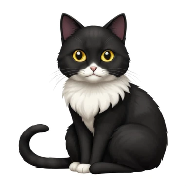 Black cat with white chest sticker