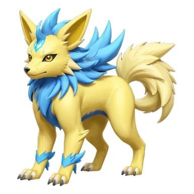 Feral Quadrupedal Digitigrade Luxray-Jolteon-Renamon-Manectric-fusion-hybrid-creature, full body  sticker