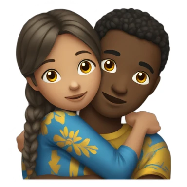 African young man hugging slavic girl sticker