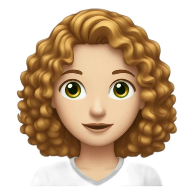 white girl on computer with brown curly hair and green eyes sticker