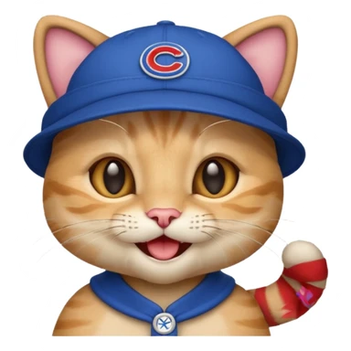 Kitty with cubs hat on sticker