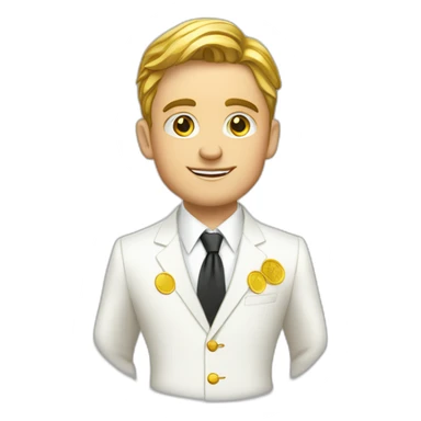 Posh-man-with-white-suit-holding-golden-coins sticker