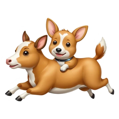 fawn corgi chasing a cow sticker
